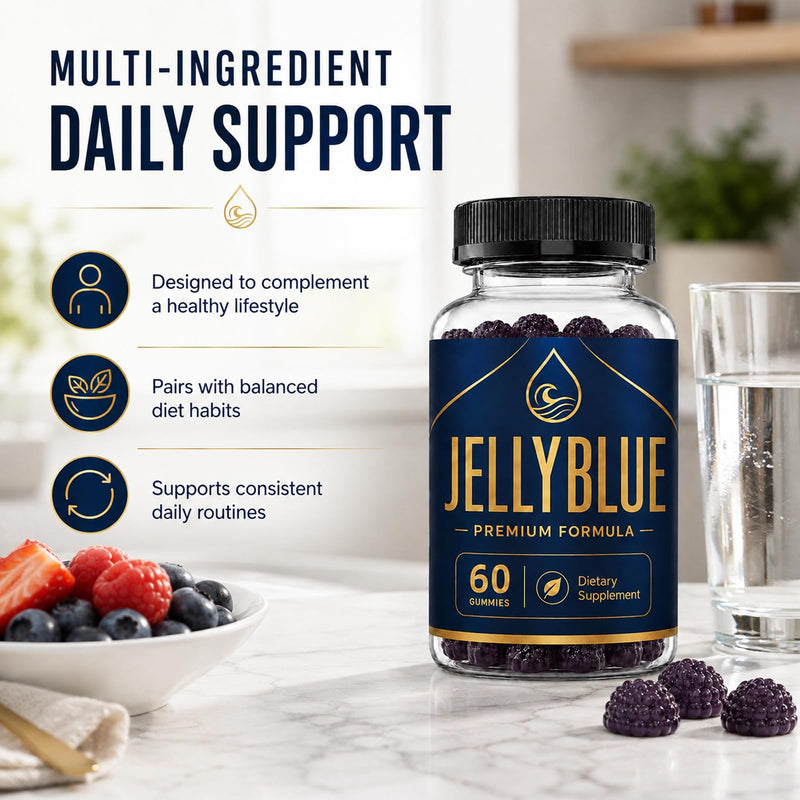 JellyBlue Gummies for Men, Daily Wellness Gummy, Natural Flavor, 60 Count