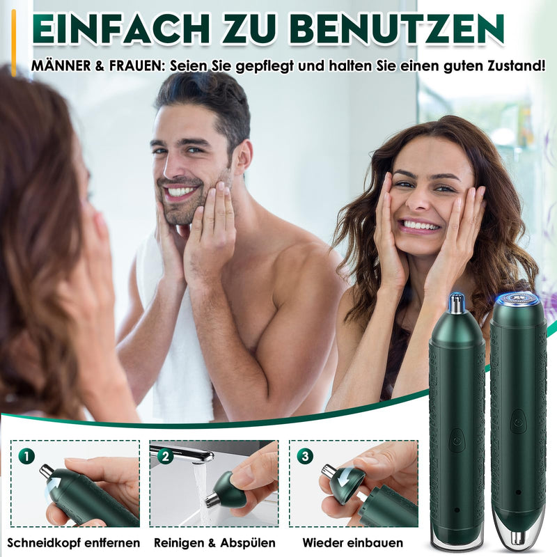 [Australia] - Nose hair trimmer for men and women, Oukzon 2 in 1 nose hair trimmer, ear hair trimmer, beard trimmer, facial hair remover, 2024 professional USB rechargeable pain-free hair trimmer for nose, beard, face 