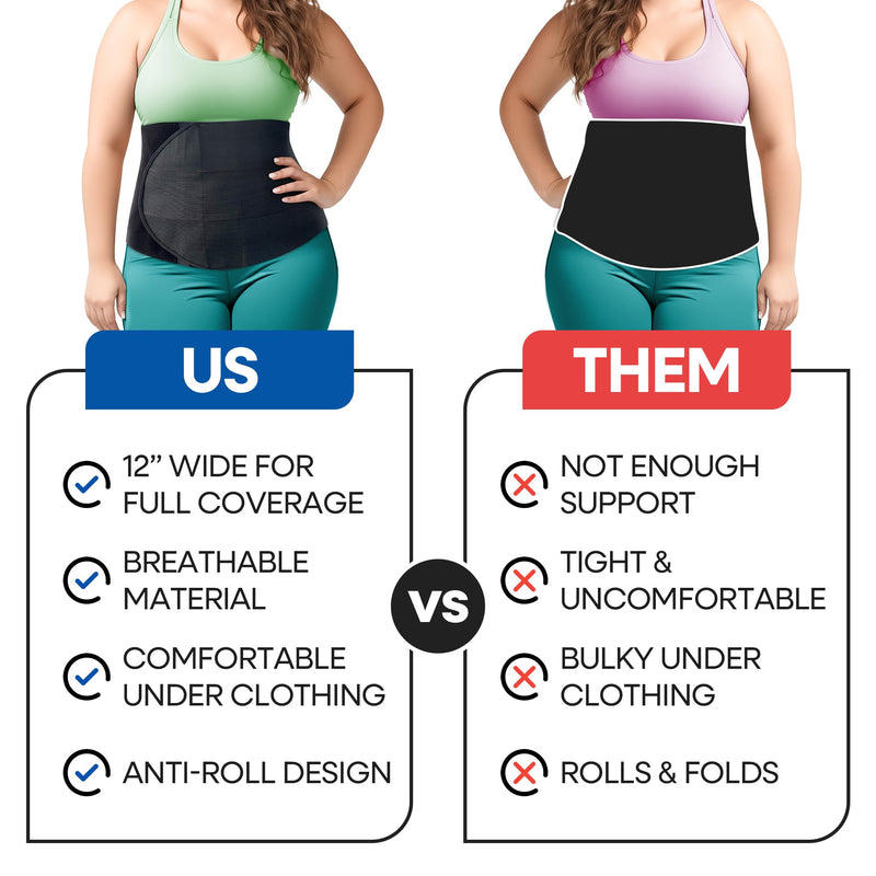 [Australia] - Abdominal Binder Post Surgery Tummy Tuck | Postpartum Belly Band Wrap | Post C Section Belly Binder | Stomach Compression Hernia Belt For Men or Women After Pregnancy Hysterectomy Belly Band (XXL) Black XXL (54" to 67") 