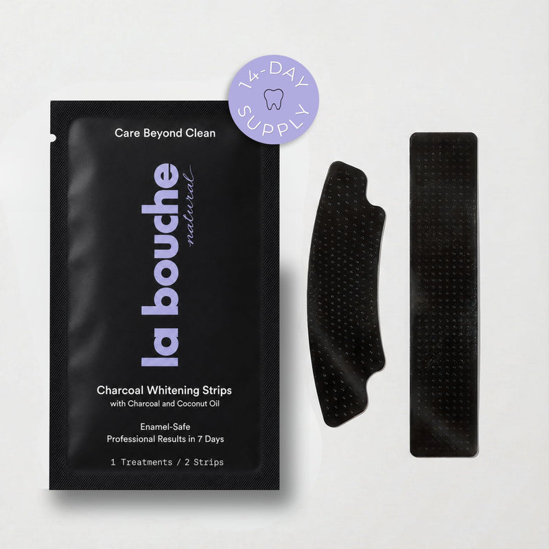 Charcoal Teeth Whitening Strips, Non-Slip, 14ct | Bamboo Charcoal & Coconut Oil gently lift surface stains. Peroxide-Free, Fresh Mint Flavor, 14 Treatments