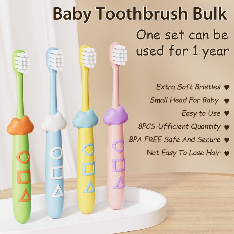 [Australia] - Kids Toothbrushes 8 Pack,Soft Bristle Toothbrush for Toddlers 2-12 Years Old, Cute Multicolor Boys Girls Toothbrushes,Clean Kids Teeth Bristles Not Easy to Shed Little Clouds Toothbrush 