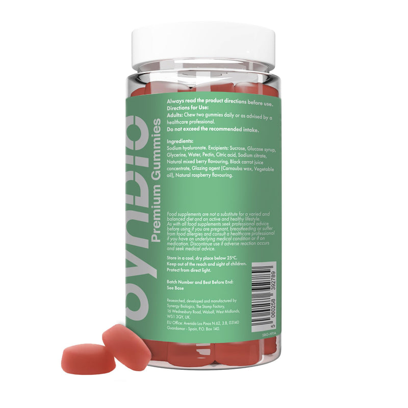 Hyaluronic Acid Gummies | Supports Skin Hydration & Joint Health | 50mg Sodium Hyaluronate | Gelatin Free, Vegan, Halal & Kosher | 60 Tasty Mixed Berry Flavour Gummies