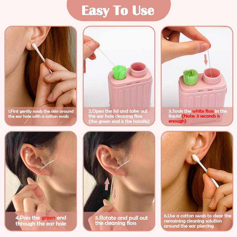 [Australia] - XANGNIER Ear Piercing Cleaner,Ear Piercing Cleaning Kit,Earring Hole Piercing Aftercare Cleaning Tool Set with 240pcs Disposable Ear Piercing Cleaner Floss,50pcs Cotton Swabs for Girls Women Men 