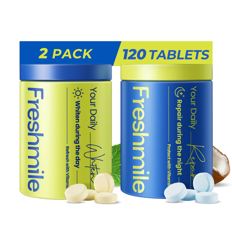 Whitening Toothpaste Tablets with Nano-Hydroxyapatite (NHA), Natural Teeth Whitening & Repair, Xylitol for Fresh Breath, Fluoride-Free, Protects Sensitive Teeth & Gums (120 Count)