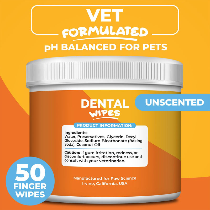 Dog Teeth Cleaning Wipes - Dental Finger Wipes for Cats & Dogs - Pet Toothbrush & Tooth Brushing Kit - Effective Teeth Cleaner - PawsPlanet Australia