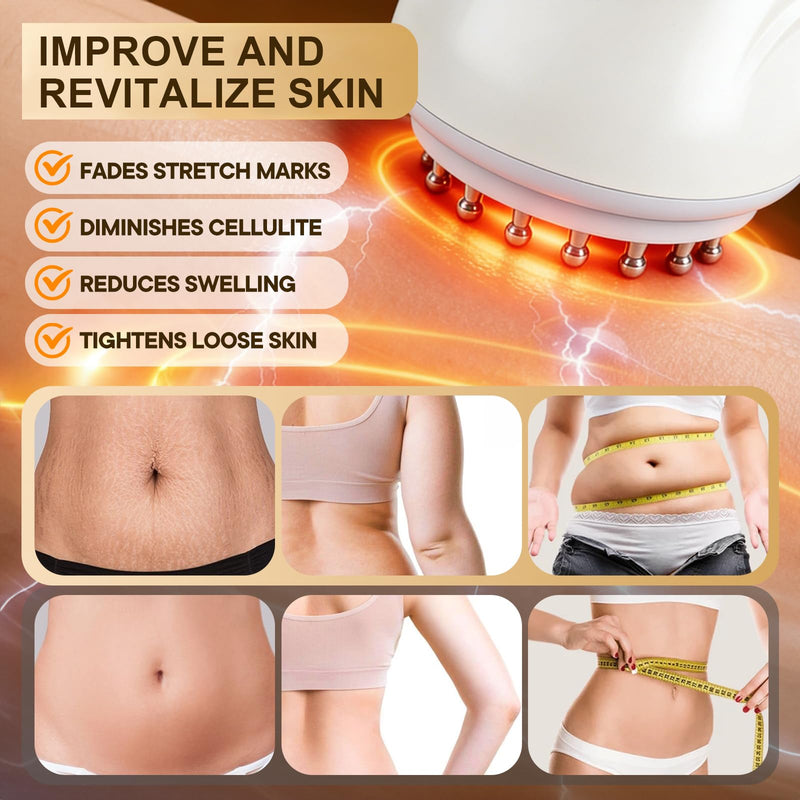 4-in-1 Lymphatic Drainage Massager, Body Sculpting Machine, Handheld Massager for Legs Thighs Arms Back, Cellulite Machine for Smooth & Toned Skin (White) White