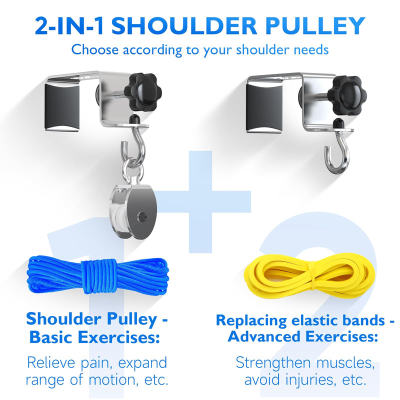 [Australia] - FitBeast Shoulder Pulley for Physical Therapy - Over the Door Pulley for Shoulder Rehab, Shoulder Pulley for Rotator Cuff Recovery and Frozen Shoulder - Durable Nylon Rope and Foam Handles (Blue) Blue 