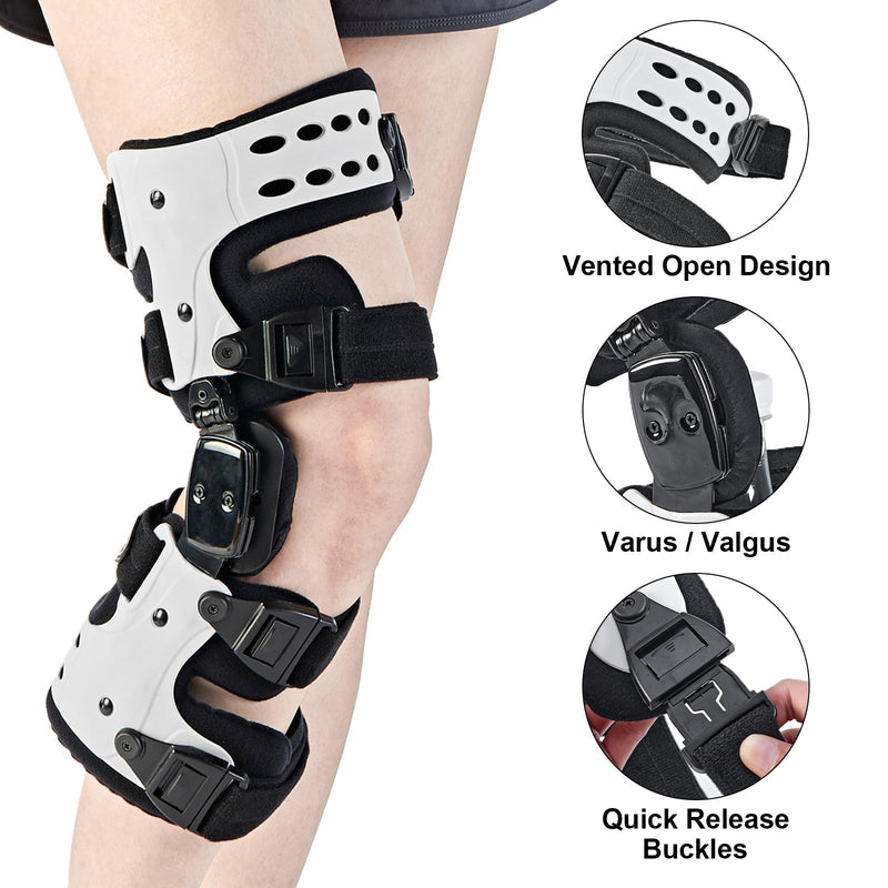 [Australia] - OA Unloader Knee Brace - Arthritis Pain Relief, Osteoarthritis, Bone on Bone Knee Joint Pain, Cartilage Defect Repair, Avascular Necrosis Hinged, Degeneration (White Right) White-Right 