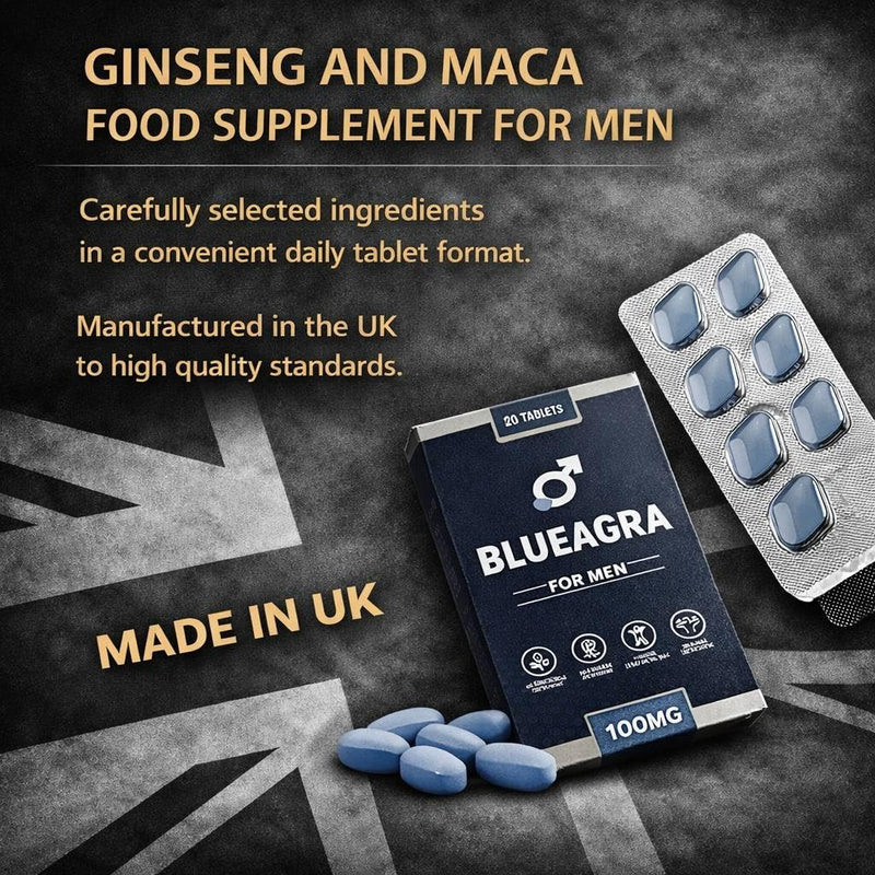 Maca & Ginseng Tablets for Men |20 Count | Daily Vitality & Energy Support | Herbal Food Supplement | UK Made 20 Count