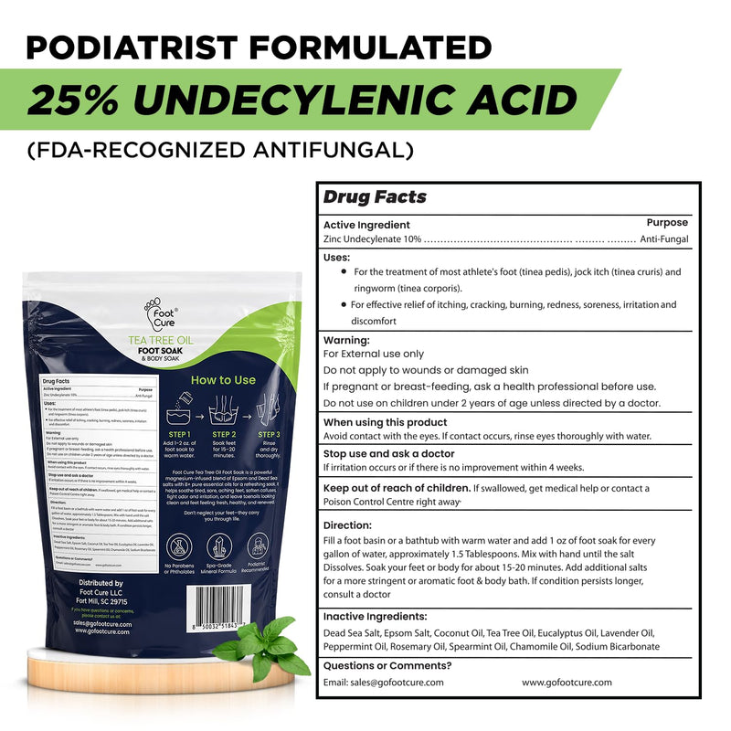 Tea Tree Oil Foot Soak with Epsom Salt - For Toenail Repair, Athletes Foot, Softens Calluses, Soothes Sore & Tired Feet, Nail Discoloration, odor Scent, Spa Pedicure Care - Made in USA 16 oz Tea Tree 16 Ounce (Pack of 1)