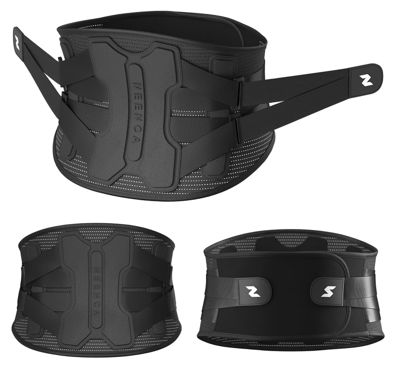 [Australia] - NEENCA Back Brace for Lower Back Pain Relief with Bionic Support System, Lumbar Support Belt for Women&Men with Lumbar Pad, Breathable 3D Knit Fabric for Herniated Disc, Sciatica, Scoliosis... -Black Large Black-Single 