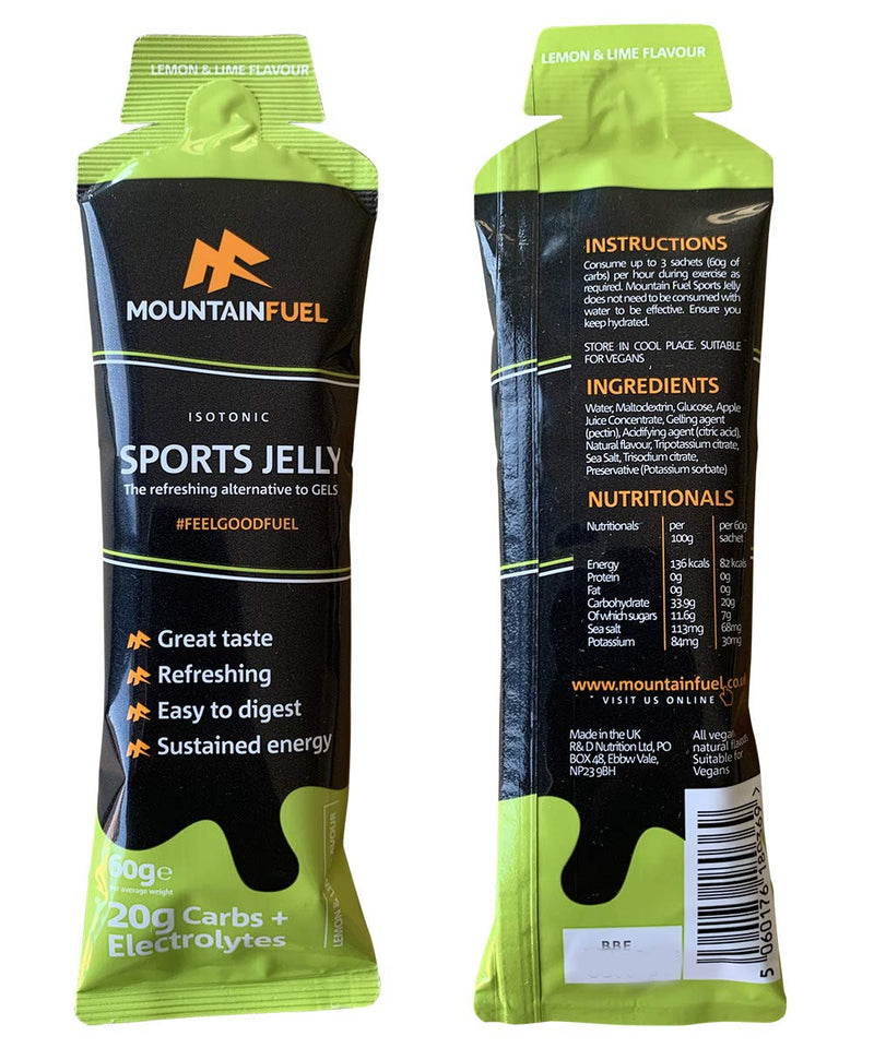 Isotonic Sports Jelly - The Refreshing Alternative to Energy Gels (Pack of 12 Mixed Flavours). Bundled with a Pair of VPoint Leisure No-Tie Elastic Shoe Laces