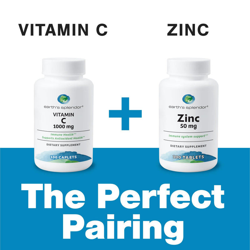 Earth's Splendor Vitamin C 1000mg Immune Support Supplement 2 Pack | Antioxidant Health Daily Wellness Immune Support Caplets Three Month Supply Men Women Ascorbic Acid/ Vit C 1000 2 Pack
