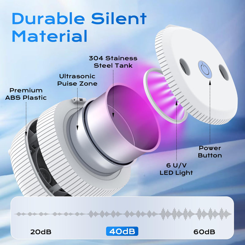 [Australia] - Ultrasonic Retainer Cleaner Machine, 45khz 25W Dental Cleaning Pod for Denture, Mouth Guard, Aligner, Night Guard, Braces, Ring and Jewelry, 200ml Portable White 