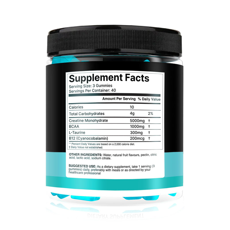 120 Creatine Gummies 6500mg Sugar-Free Complex – 40-Day Supply – Pre-Workout Creatine Monohydrate + BCAA, L-Taurine, B12 – Max Strength Chewable Gym Supplement Vegan Gummy Chews Men & Women Primalvit