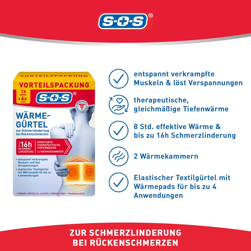 [Australia] - SOS heat belt (pack of 3) back warmer for pain relief from back pain - warming hip belt for cramped muscles and tension 