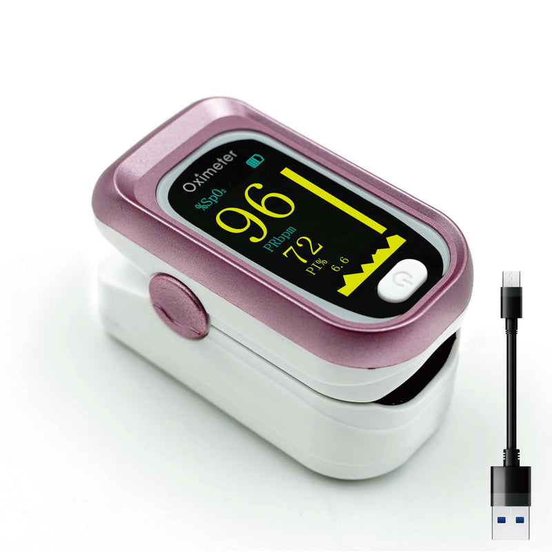Pulse Oximeter Fingertip Rechargeable, Pulse Oximeter and Oxygen Monitor with OLED Screen, Accurate and Fast SpO2 and Heart Rate Monitor, Pulse Ox with Two Straps and Charing Cable