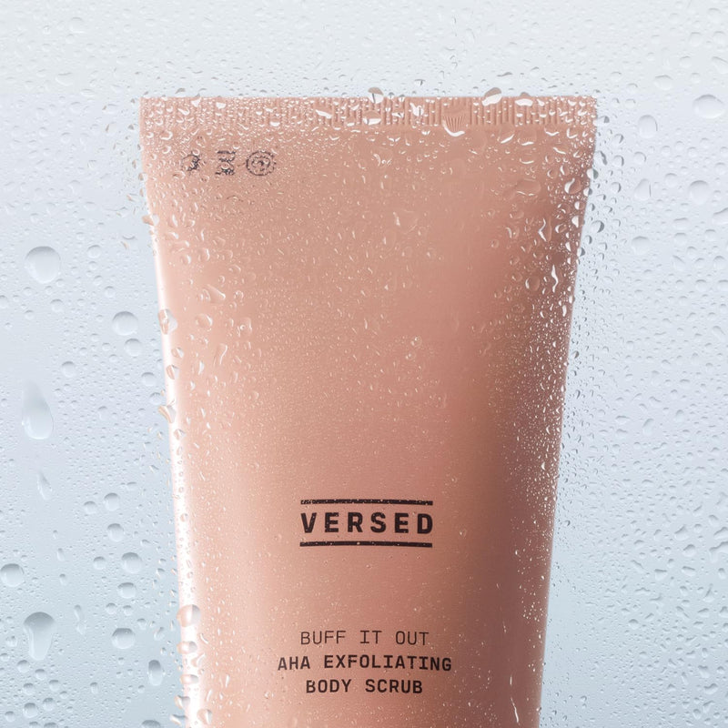 [Australia] - Versed Buff It Out AHA Exfoliating Body Scrub and Mask - Lactic Acid & Glycolic Acid Exfoliant - Microfine Pumice Body Exfoliator to Polish and Smooth Bumpy, Dry Skin - Vegan & Cruelty-Free (6 oz) 6 Ounce (Pack of 1) 