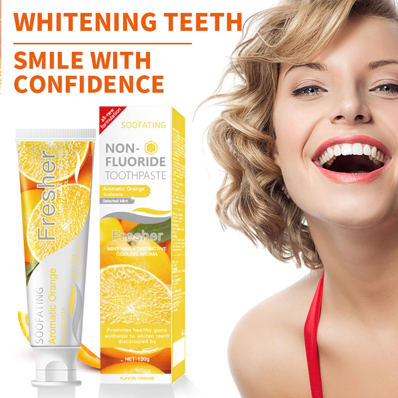 [Australia] - Non-Fluoride Toothpaste Fresh Breath Deep Cleaning Orange Flavor Toothpaste for Sensitive Teeth Whitening Tooth Strengthens Teeth Enamel and Gums 4.23oz-3Pack 4.23 Ounce (Pack of 3) 