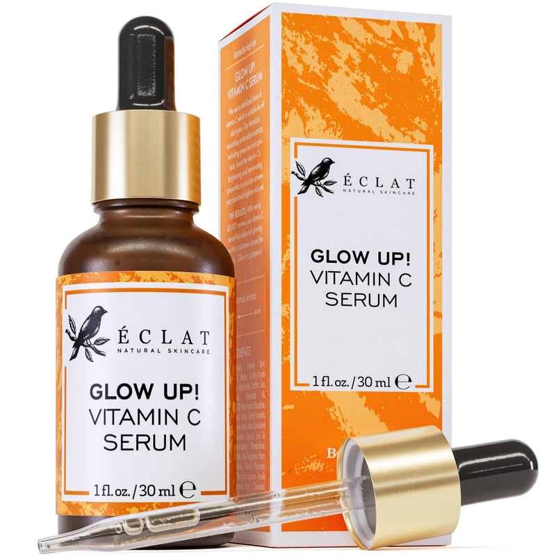 Eclat Skincare Vitamin C Serum + Under Eye Cream Set – Brightening Vit C Serum with Hyaluronic Acid & Vit E + Cream for Dark Circles, Puffiness, Eye Bags & Crow's Feet – Anti Aging Skin Care Duo