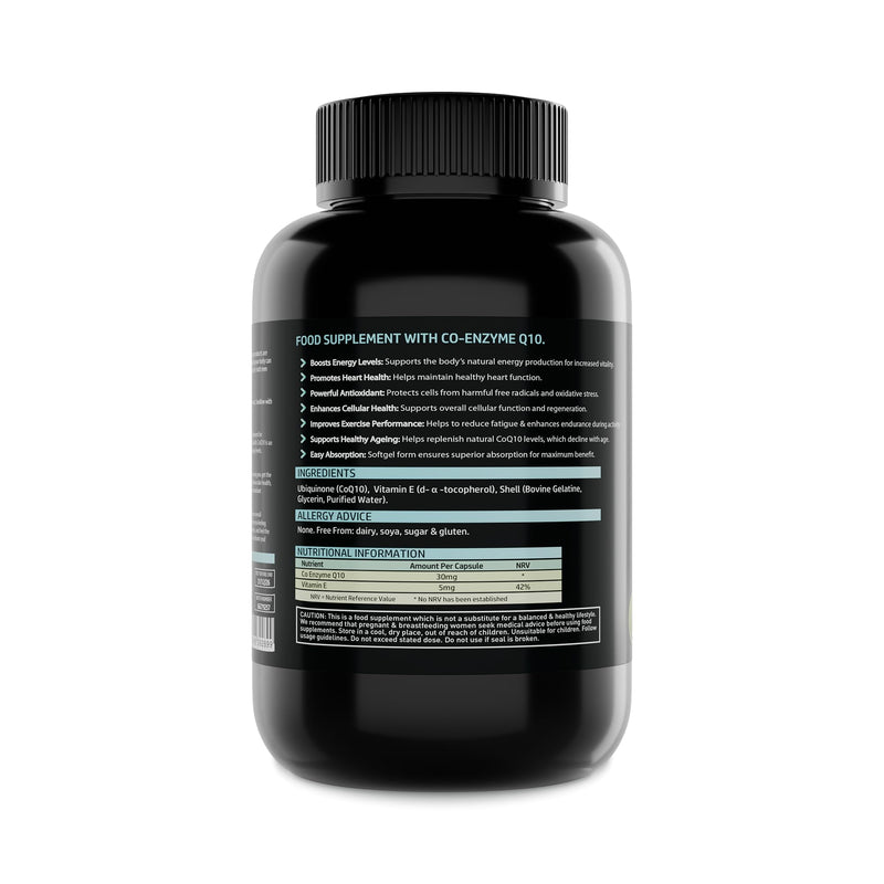 Ubiquinone Coenzyme Q10 Softgel Capsules | 120 Co Enzyme Q10 Softgels | Naturally Fermented High Absorption CoQ10 Capsules | Antioxidant | Made in UK | by NutriVolv