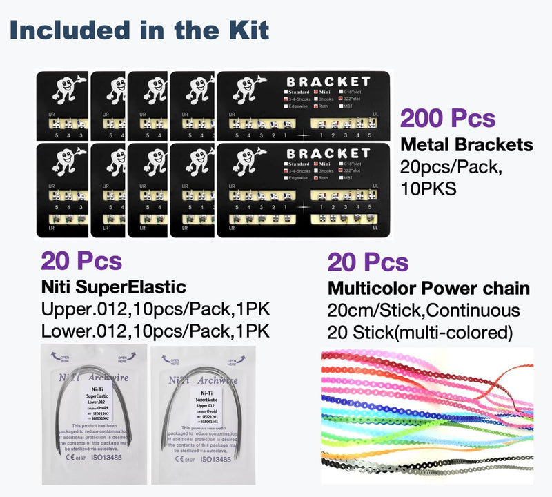 [Australia] - Complete Orthodontic Braces Kit with 20 Color Braces Power Chain for Braces DIY & Replacement at Home 