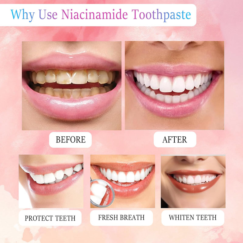[Australia] - Niacinamide Whitening Toothpaste, Triple White Probiotic Whitening Toothpaste, Fluoride-Free| Sensitivity Relief | Fresh Breath & Stain Removal Formula | Sakura Peach Fragrance (2) 2 