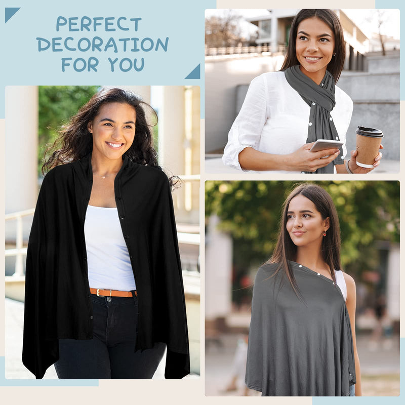 [Australia] - 2 Pieces Nursing Covers for Breastfeeding Nursing Blanket Privacy Breastfeeding Shawl Nursing Poncho Scarf with Button for Boys and Girls Seat Infant Car Seat Canopy Cover (Black, Gray) Black, Gray 