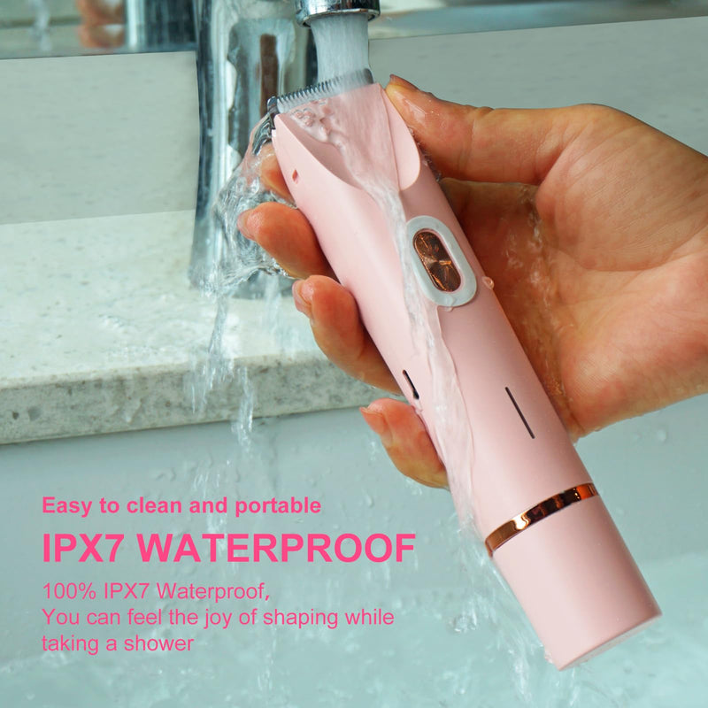 [Australia] - Electric Bikini Trimmer for Women, 2-in-1 Hair Shaver and Epilator, Waterproof Wet/Dry Lady Shaver（Pink） Pink 