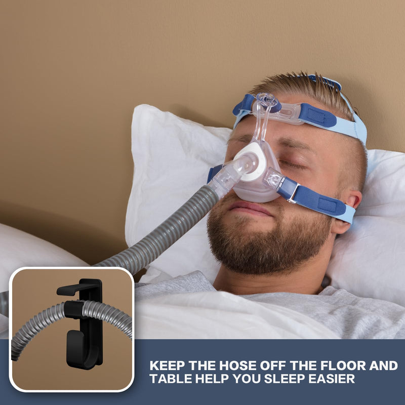 [Australia] - 2PCS CPAP Hose Holder Hanger cpap Mask Hook & Tubing Holder for Bed with Anti-Skid Function Avoids Hose Tangle and 4 Removable Refill Strips（Damage-Free Hanging） cpap Machine Supplies 2 Black 