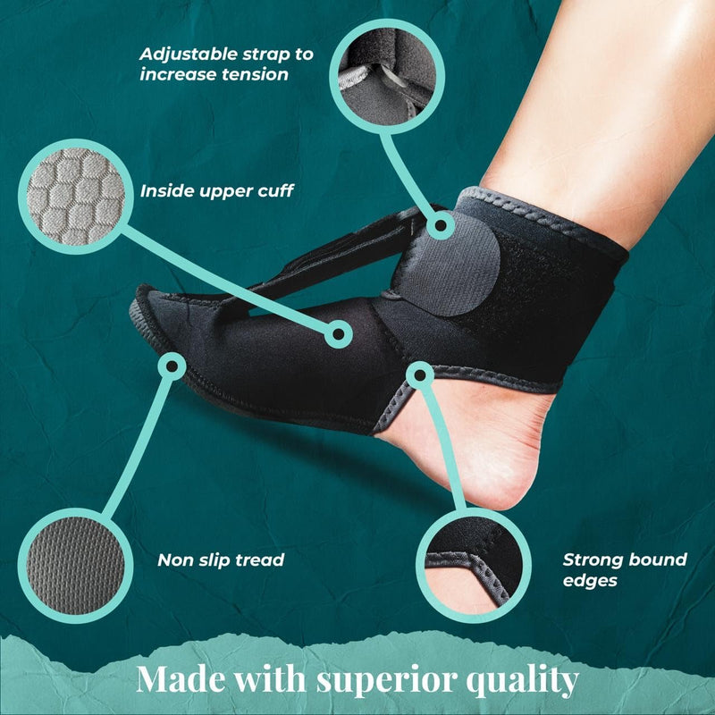 Foot Night splint for Plantar Fasciitis Men & Women Medium, Trim to Fit Tension Strap, Achilles Tendonitis, Foot Drop, Arch Strain & Ankle Relief – For heel pain, Enjoy Relief with Every Use