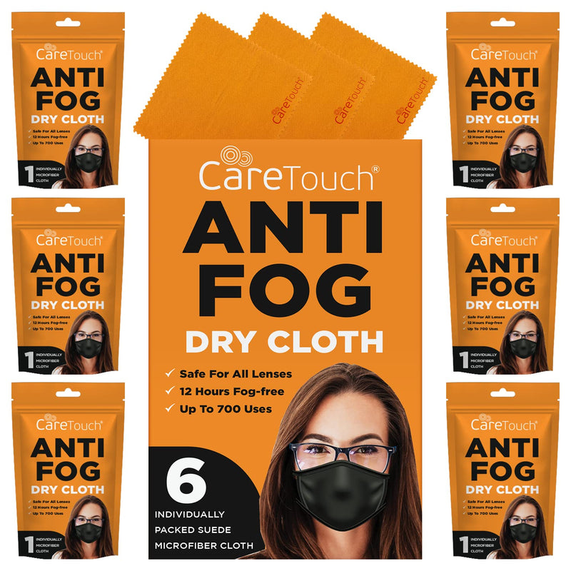 [Australia] - Care Touch Anti-Fog Dry Cloth - Anti Fog Wipes for Glasses - Individually Wrapped Suede Microfiber Cloth - Safe for All Lenses - 24-Hours Fog Free - Care Touch Lens Wipes - Eyeglass Cloth for Cleaning 