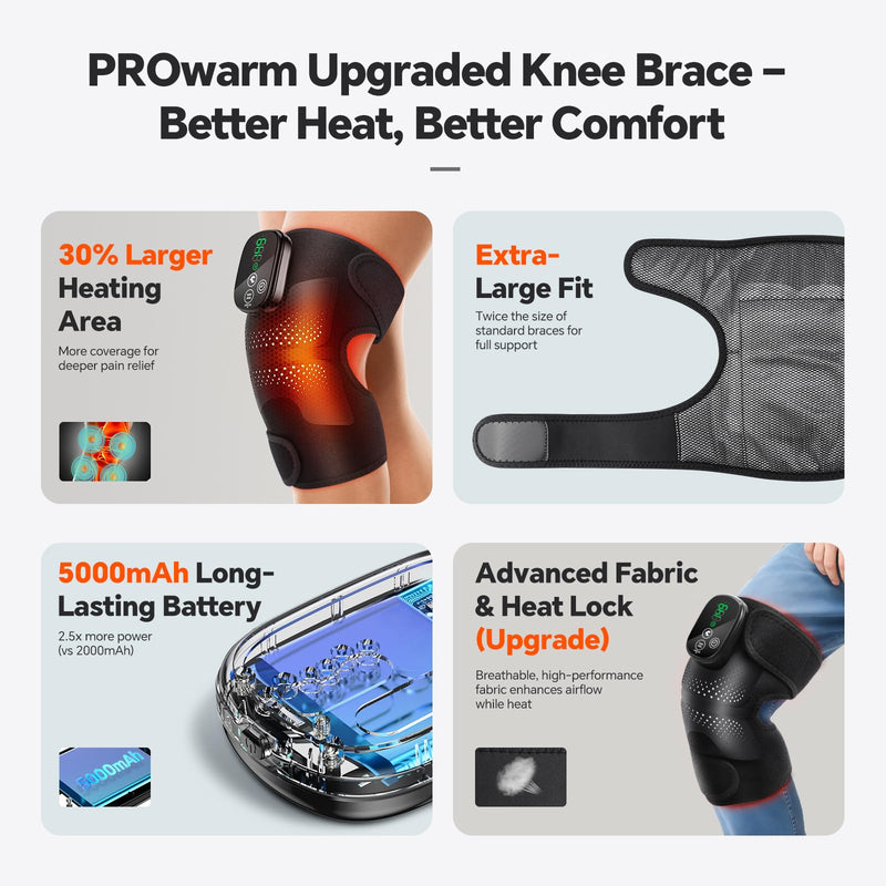 Knee Massager, Cordless Heated Knee Brace Wrap, Rechargeable Knee Massager for Knee Shoulder Elbow Pain Relief, Heating Knee Brace Support for Arthritis/Joint Stiff/Muscle Strain