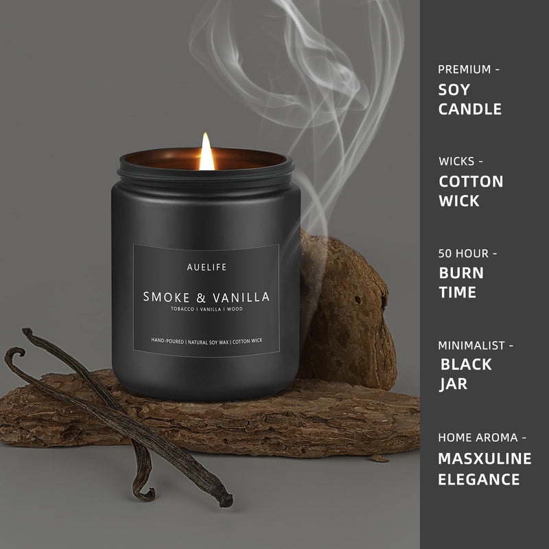 [Australia] - Scented Candles Set | Men Candle Set, Scented Candles for Home, Gifts for Men - 4 Pack Men Candle Gifts Soy Candles Scents of Lavender/Leather/Oak/Smoke & Vanilla Pack of 4 