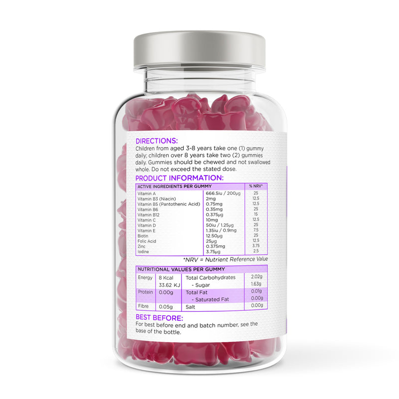 RYXX GrowBright Kids Multivitamins | 12 Essential Vitamins & Minerals | Natural Berry Flavour Gummies | Immune & Growth Support | 60 Vegan-Friendly Gummies | Made in the UK
