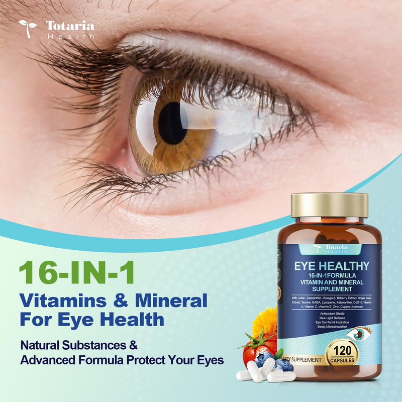 [Australia] - AREDS 2 Eye Vitamins and Mineral Bilberry Extract Omega-3, Eye Vitamin for Seniors Macular Health and Dry Eye, Eye Vitamins Lutein and Zeaxanthin Support Eye Strain & Hydration (120 Capsules) 120 Count (Pack of 1) 