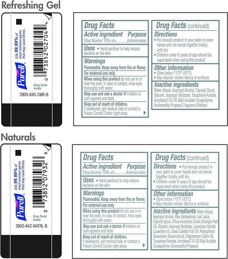 [Australia] - Purell Advanced Hand Sanitizer Variety Pack, Naturals and Refreshing Gel, 1 Fl Oz Travel Size Flip-Cap Bottle with Jelly Wrap Carrier (Pack of 8) - 3900-09-ECSC 