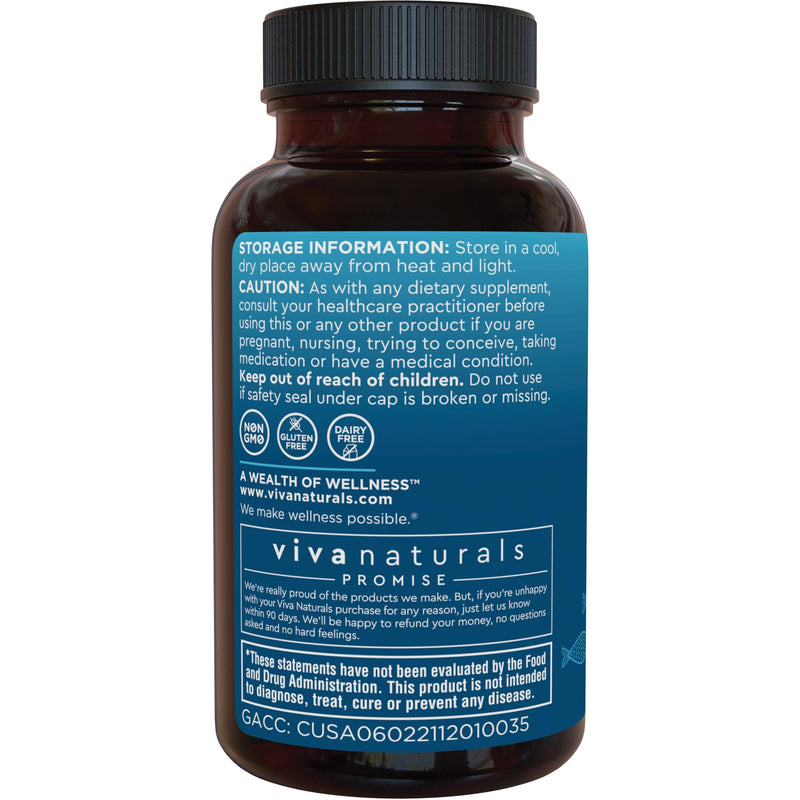 Viva Naturals Omega-3 Fish Oil, Triple Strength, 2500 mg, 30 Softgels – Re-Esterified Omega 3 Fatty Acids Including EPA, DHA, DPA - Pascatarian-Friendly 30 Count (Pack of 1)
