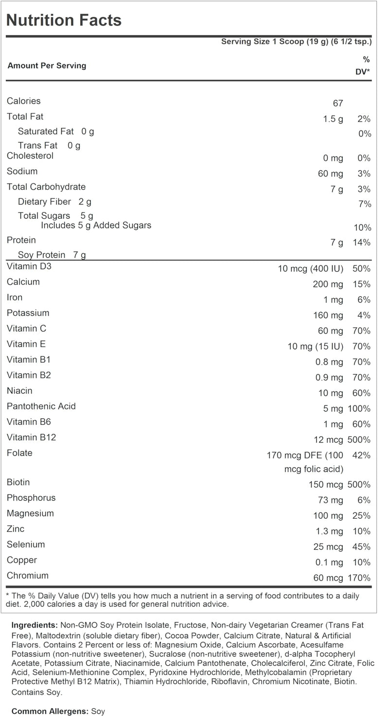 Andrew Lessman Secure Soy Complete Meal Replacement, 10 Serv - Chocolate | Low-Calorie Meal Replacement with Non-GMO Soy Protein, Fiber, Vitamins & Minerals for Balanced Daily Nutrition 10 Servings (Pack of 1)
