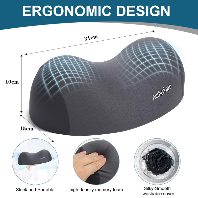 [Australia] - Small Cervical Neck Pillow,Neck Stretcher,Precisely Engineered for Neck Pain Relief,Odorless Memory Foam Pillow with Milk Silk Case,Therapeutic Neck Support Pillow for Back Sleepers Dark Gray 