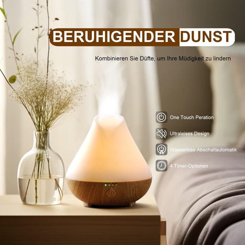 [Australia] - PureMist 100ml Aroma Diffuser for Fragrance Oils, Small Ultrasonic Humidifier Aromatherapy Oils Diffuser with 7 Color LED Light Wood Grain 