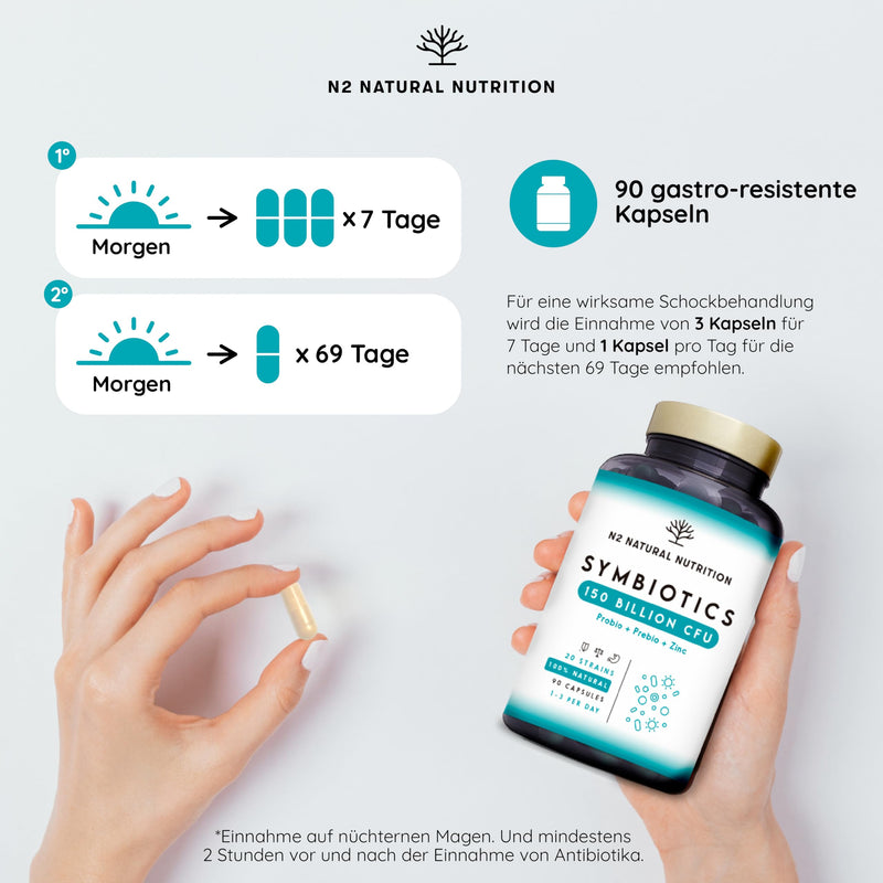 [Australia] - Culture complex 400 billion CFU/g. 20 bacterial strains. Highest concentration with inulin + zinc. Intestinal flora structure. 100% vegan. 90 capsules. N2 Natural Nutrition 