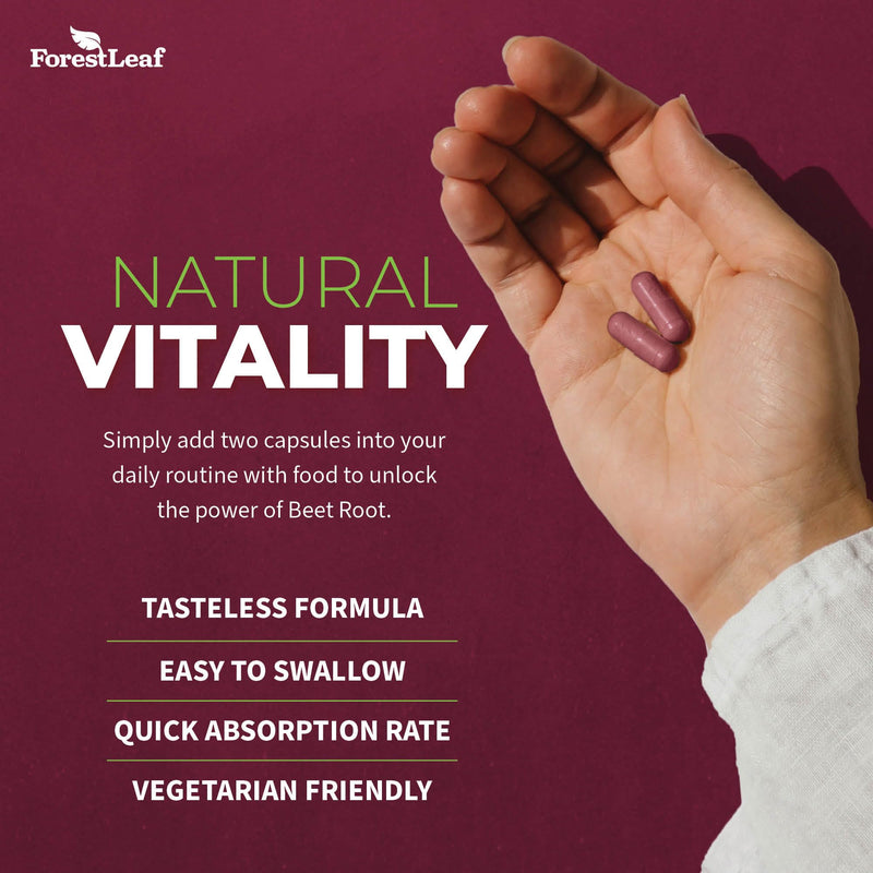 [Australia] - ForestLeaf Beet Root Capsules, 1000mg, 20:1 Extract, with Ginger, Grape Seed, Supports Blood Flow, Energy (120 Count (Pack of 1)) 120 Count (Pack of 1) 