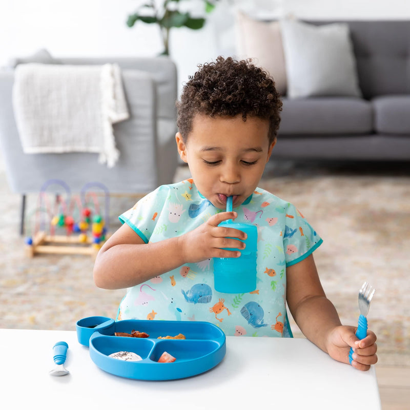 [Australia] - Bumkins Bibs, Baby and Toddler Bibs, Bibs for Girls and Boys, Large for 1-3 Years, Short Sleeve Waterproof Bib for Kids Bumkins C3 Ocean Life 