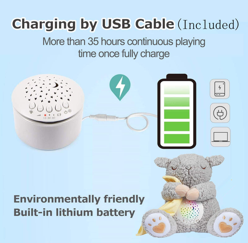 [Australia] - BEREST Rechargeable Baby Sleep Smile Bear, Mom's Heartbeat Baby Cry Sensor Lullabies & White Noise Sound, Nursery Decor Night Light Projector Toddler Crib Sleeping Aid, Baby Shower Gifts A13 -RSleepy Sheep 