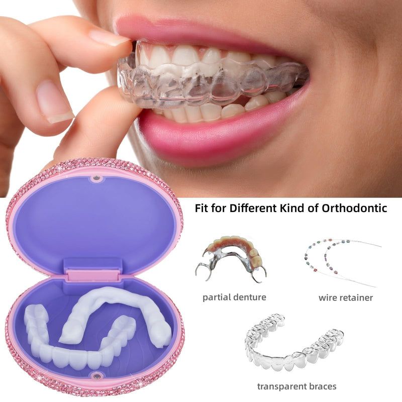 [Australia] - Retainer Holder Partial Denture Case Travel Retainer Container Mouthpiece Case Slim Dental Retainer Cases Orthodontic Mouthguard Case for Women(Pink) pink 