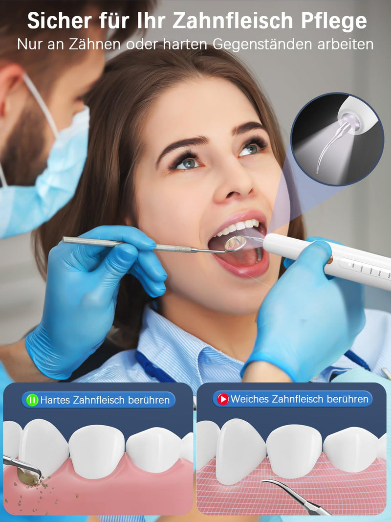 [Australia] - Wrischan tartar remover, teeth cleaning set with UV lamp, 5 adjustable modes and 4 interchangeable cleaning heads, tooth cleaning set, stain removal for dental care at home 