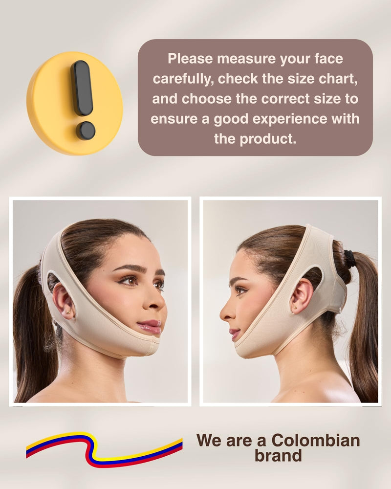 SHAPE CONCEPT High-Compression 319 Chin Strap for Sleeping, Double Chin Reducer, Powernet Face Lift Chin Strap Medium Beige