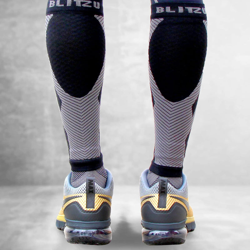 [Australia] - BLITZU Calf Compression Sleeve for Men & Women Footless Compression Socks Support Runners Leg Sleeve Shin Splints Pain Relief Black Small/Medium 