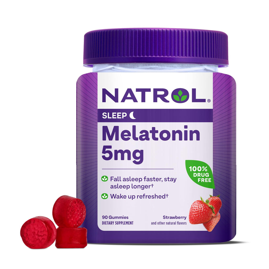 Natrol 5mg Melatonin Gummies, Sleep Support for Adults, Melatonin Supplements for Sleeping, 90 Strawberry-Flavored Gummies, 45 Day Supply 90 Count (Pack of 1)